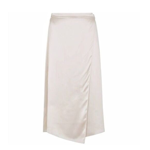 Vince Drape Panel Silk Midi Skirt in Sandstone Size M - Picture 4 of 10